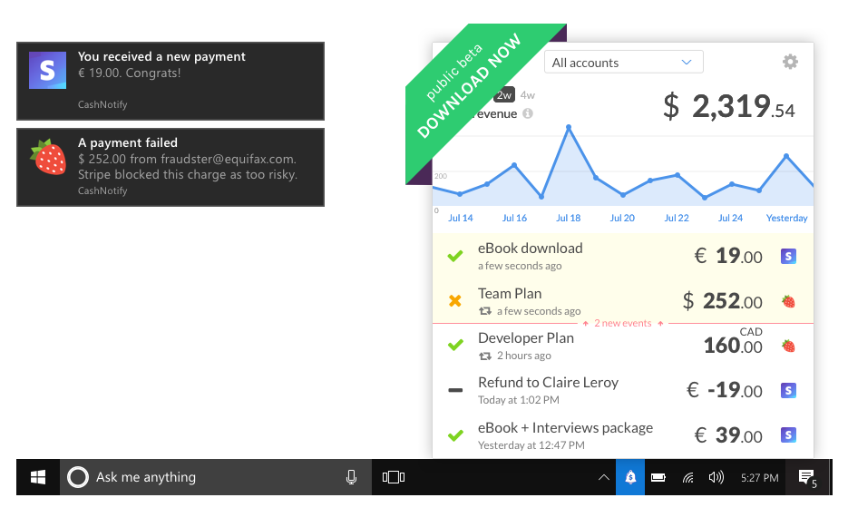 CashNotify app for macOS